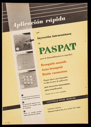 Combizym ... : Aplicación rápida por inyección intracutánea de Paspat ... / Luitpold-Werk Munich ; literatura a petición Edmundo Stahl & Cia., S.A.