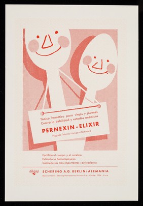 Tónico hemático para viejos y jóvenes contra la debilidad y estados anémicos : Pernexin-Elixir, higado-hierro-tónico vitaminico / Schering Corporation.