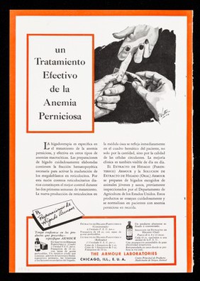 Al administrar "sulfas" vigile los leucocitos ... Médula Amarilla Concentrada Armour ... : Un tratamiento efectivo de la anemia perniciosa ... / The Armour Laboratories.