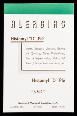 Alergias ... : Levadura Acidófila / "AMS" Associated Medicinal Specialities, S.A.