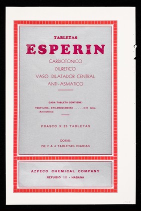 Tubilin diuretico hepato-renal a base de orthosipon staminous ... : Tabletas Esperin : cardiotonico, diuretico, vaso-dilatador central, anti-asmatico ... / Azpeco Chemical Company.