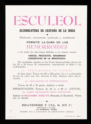 Hemorroides : Esculéol / Brandiere y Cía.