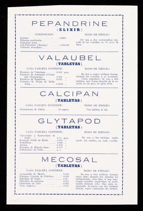 Especialidades Nadeau : calidad responsibilidad resultados : Pepandrine ... Calcipan ... Valaubel ... Glytapod ... Mecosal ...  / Ethical Products, S.A.