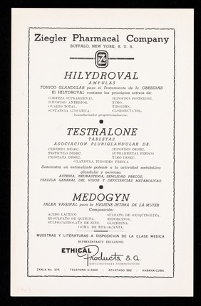 Especialidades Nadeau : calidad responsibilidad resultados : Pepandrine ... Calcipan ... Valaubel ... Glytapod ... Mecosal ...  / Ethical Products, S.A.