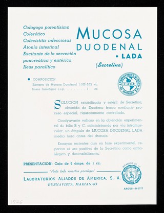 Mucosa Duodenal Lada / LADA, Laboratorios Aliados de América, S.A.
