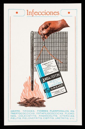 Infecciones : grippe, tifoidea, fiebres puerperales, estreptococcicas, estafilococcicas, flemones, colecistitis, angiocolitis, ictericias, piletis, pileonefritis, cistitis, uretritis, etc. / Laboratorios Ambard.