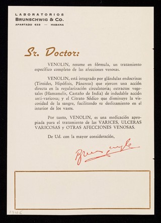 Venolin : afecciones venosas, pubertad, menopausia ...  / Laboratorios Brunschwig & Co.