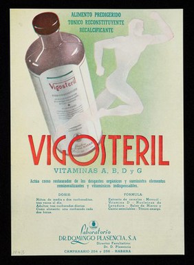 Levulosil, medicación anti-piógena polivante : Vigosteril, vitaminas A, B, D y G : alimento predigerido, tonico reconstituyente, recalcificante / Laboratorio Dr. Domingo Plasencia, S.A.