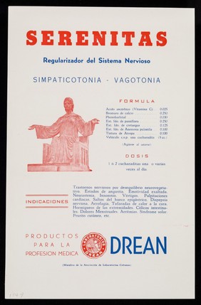 Carencina, complejo de vitamina B concentrado : Serenitas, regularizador del sistema nervioso ; simpaticotonia-vagotonia ... / Laboratorios "Drean".