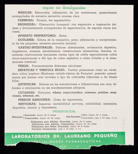 Evite que se desencadere el shock anafiláctico en el organismo de su paciente : Poli-Tiosulfato inyectable y oral, Tiosulfate intramuscular, Polipeptona adultos y niños, Biliseptina / Laboratorios Dr. Laureano Pequeño.