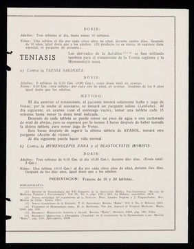 Medicación especfica contra la Giardia lamblia : Ayasol Kuba / Laboratorios Kuba.