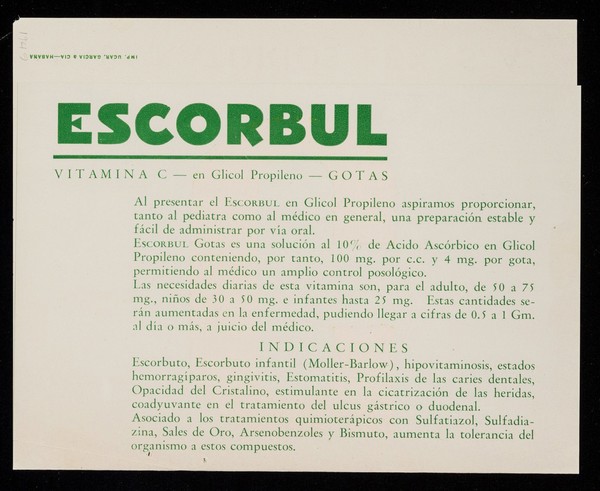 C : Escorbul vitamina  C - en glicol propileno - gotas / Laboratorios Lex.