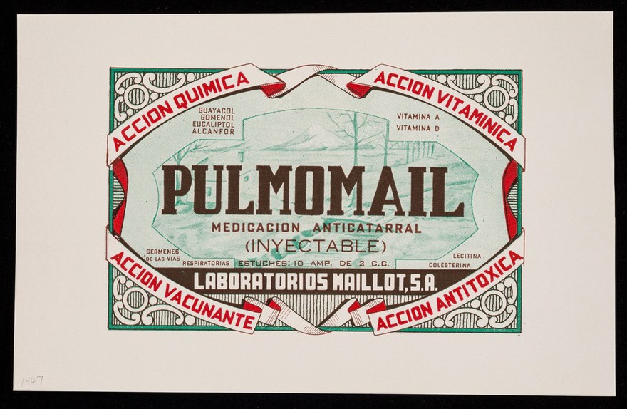 Pulmomail, medicación anticatarrhal (inyectable)  : Naso-Vac, acción inmunizante, decongestiva, antiseptica y bacteriostatica ; simple y sulfamidado / Laboratorios Maillot, S.A.