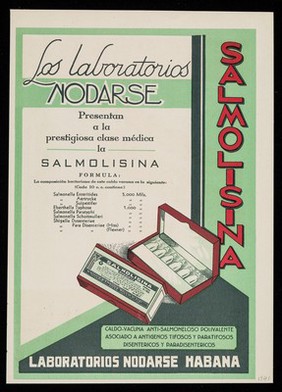 Los laboratorios Nodarse presentam a la prestigiosa clase médica la Salmolisina ... : Trichurol, citrato de hierro ... parasitismo intestinal especificamente tricocefalosis ... / Laboratorios Nodarse S.A.