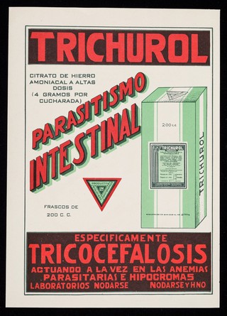 Los laboratorios Nodarse presentam a la prestigiosa clase médica la Salmolisina ... : Trichurol, citrato de hierro ... parasitismo intestinal especificamente tricocefalosis ... / Laboratorios Nodarse S.A.