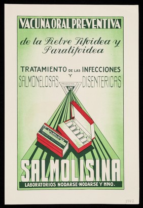 Vacuna oral preventiva de la fiebre fifoidea y paratifoidea, tratamiento de las infecciones salmonelosas y disentericas, Salmolisina : Tricocefalosis, anemias hipercromicas : ferroterapia intensiva ... Trichurol / Laboratorios Nodarse S.A.