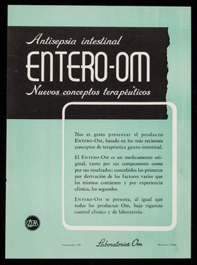 Antisepsia intestinal Entero-Om : nuevos conceptos terapéuticos / Laboratorios Om.