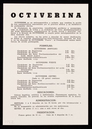 Antiespasmódico Octiverina / Laboratorios Vieta-Plasencia, S.A.