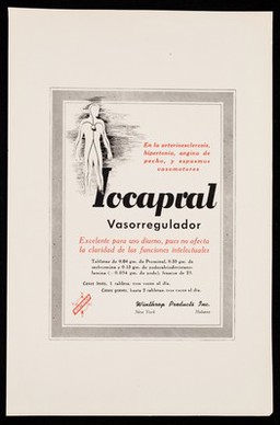 En la arteriosclerosis, hipertonia, angina de pecho, y espasmos vasomotores, Iocapral vasorregulador : Luminal ... Luminal Sodico ... Luminaletas / Winthrop Products Inc.