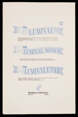 En la arteriosclerosis, hipertonia, angina de pecho, y espasmos vasomotores, Iocapral vasorregulador : Luminal ... Luminal Sodico ... Luminaletas / Winthrop Products Inc.