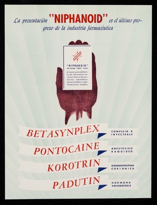 Agente sazonante para las dietas libres de sodio, Neo-Curtasal ... : la presentación "Niphanoid" es el último progreso de la industria farmacéutica : Betasynplex ... Pontocaine ... Korotrin ... Padutrin / Winthrop Products Inc.