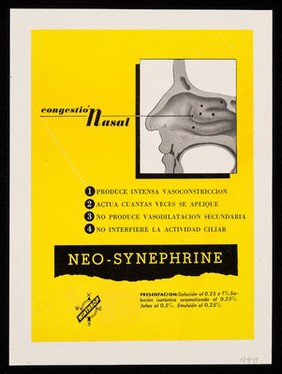 CongestióNasal ... Neo-Synephrine ... : Del exorcismo mágico a la química moderna... una preocupación perenne: suprimir el dolor : Demerol / Winthrop Products Inc.