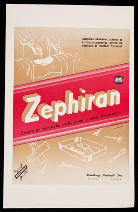 Zephiran exento de mercurio, yodo y otros irritantes ... : Evipal soluble ... anestésico intravenoso / Winthrop Products Inc.