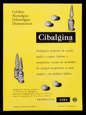 Cibalgina, analgésico poderoso de acción rápida y segura ... : Hemostático fisiológico Coaguleno / CIBA.