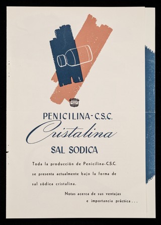 Penicilina-C.S.C. : Cristalina sal sodica / CSC, Commercial Solvents Corporation ; representantes: Agencias Consolidadas Americanas, S.A.