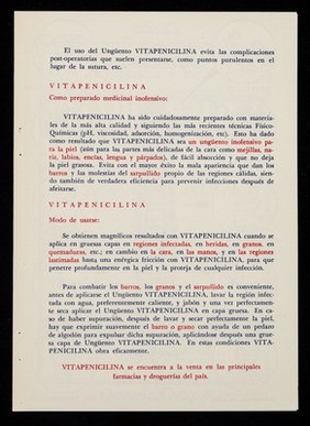 Ungüento Vitapenicilina : la última novedad en la terapia de los antibióticos! / Cia. Internacional de Comercio, S.A.