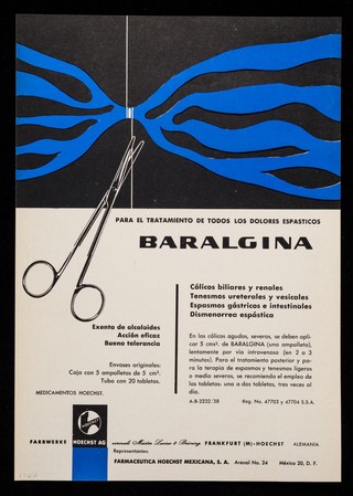 Para el tratamiento de todos los dolores espasticos, Baralgina : Reverin, nuevo antibiótico de amplio espectro / Hoechst AG ; representantes: Farmaceutica Hoechst Mexicana, S.A.