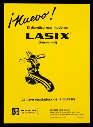 Nuevo! El diurético más moderno Lasix (fursemid), la llave reguladora de la diuresis : Rastinon "Hoechst" : la tolbutamida original / Hoechst AG ; representantes: Quimica Hoechst de Mexico, S.A.