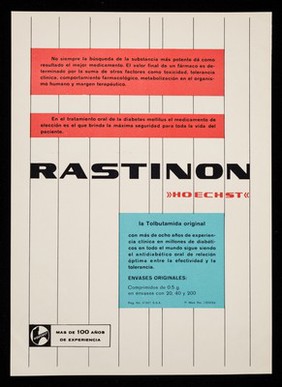 Nuevo! El diurético más moderno Lasix (fursemid), la llave reguladora de la diuresis : Rastinon "Hoechst" : la tolbutamida original / Hoechst AG ; representantes: Quimica Hoechst de Mexico, S.A.