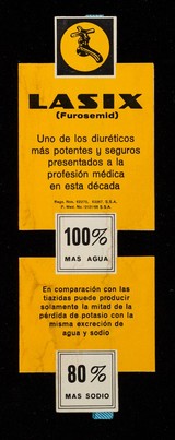 Lasix (furosemid) : respuesta diurética y salurética ... la llave reguladora de la diuresis con optimo balance electrolitico / Hoechst AG.