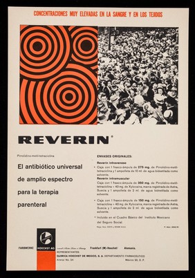 Reverin ... el antibiótico universal de amplio espectro para la terapia parenteral ... : Gran potencia, mínima toxicidad, Baralgina / Hoechst A.G. ; representantes: Farmaceutica Hoechst Mexicana, S.A.