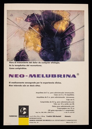 Segontin aumenta el volumen circulatorio del sistema coronario ... : Neo-melubrina ... / Hoechst A.G. ; representantes: Quimica Hoechst de Mexico, S.A.
