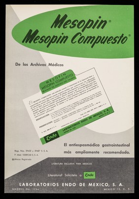 Tratamiento de la amibiasis en 5 dias ... Belarsen : Mesopin, Mesopin Compuesto ... /cLaboratorios Endo de Mexico, S.A.