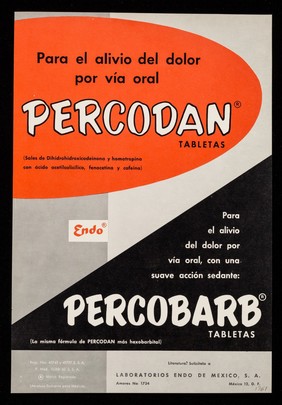 Se fue la tos... Hycodan : Para el alivio del dolor por vía oral, Percodan tabletas ... Percobarb tabletas /cLaboratorios Endo de Mexico, S.A.