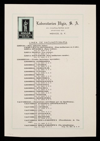 Sección bacteriologica - Higea / Laboratorios Higia, S.A.