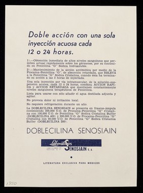 Doblecilina Senosiain : doble-acción / Laboratorios Senosiain S. A.