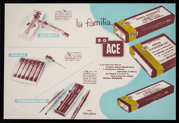 A la profesión médica y farmaceútica : conozca la familia "B-D Ace" / Mapad, S.A.