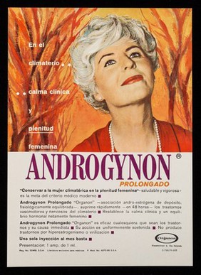 En el climaterio... calma clinica y plenitud femenina, Androgynon prolongado ... : Protección natural, Gestanon ... / Organon.