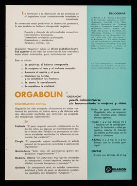 Organon presenta el anabólico oral idóneo para niños, mujeres y ancianos, Orgabolin : ...y para la terapéutica parenteral, Deca-Durabolin / Organon.