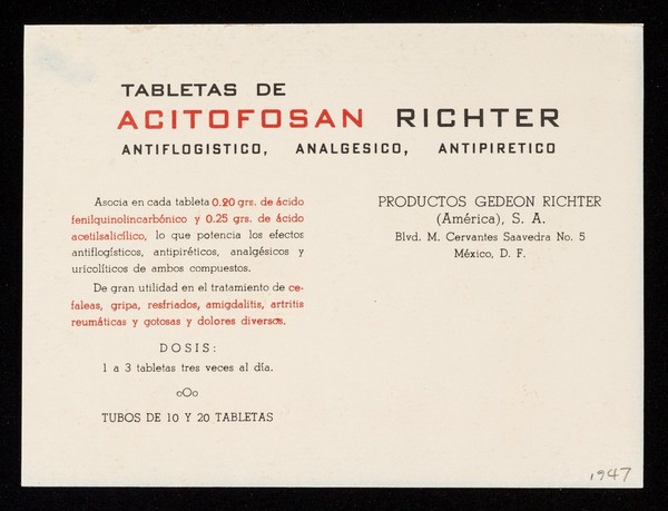 Acitofosan / Gedeon Richter (América), S.A.