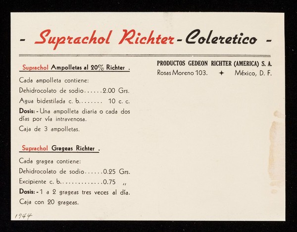 Suprachol Richter / Gedeon Richter (América), S.A.