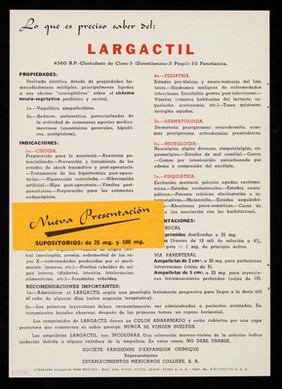 Neuropléjico Largactil : lo que es preciso saber del: Largactil ... / Société parisienne d'expansion chimique.