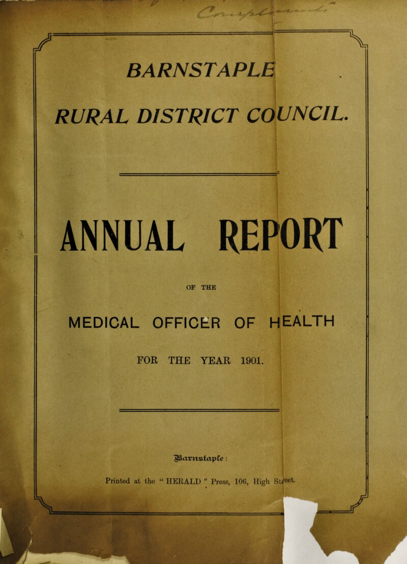 \ RURAL DISTRICT CC^UNCIL OB' THE MEDICAL OFFICER OF HEALTH FOR THE YEAR 1901.