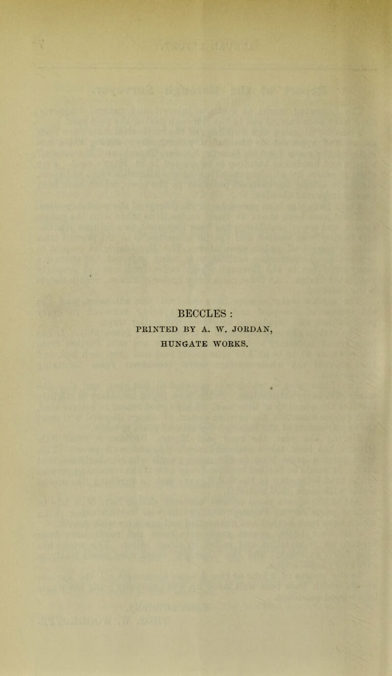BECCLES; PKIKTED BY A. W. JORDAN, HDNGATE WORKS.