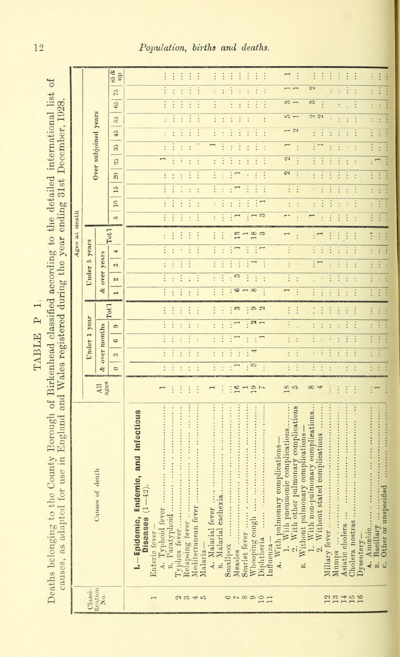 Deaths belonging to the County Borough of Birkenhead classified according to the detailed international list of causes, as adapted for use in England and Wales registered during the year ending 31st December, 1928.