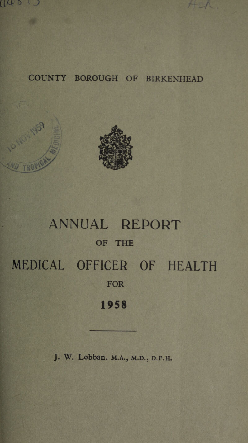 COUNTY BOROUGH OF BIRKENHEAD ANNUAL REPORT OF THE MEDICAL OFFICER OF HEALTH FOR 1958